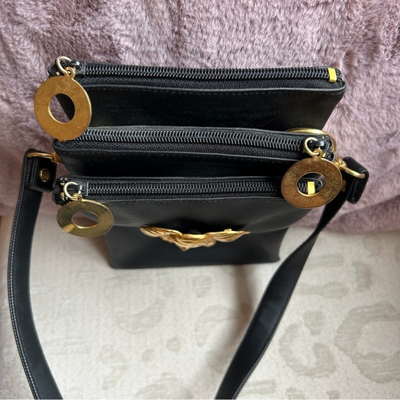 Black Crossbody Bag with Gold Elephant - Picture 2 of 8